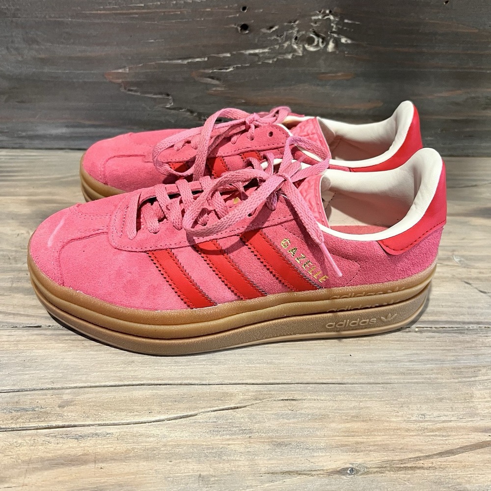Adidas Women's Gazelle Bold Suede Rose Pink Red Platform Sneakers Shoes 5